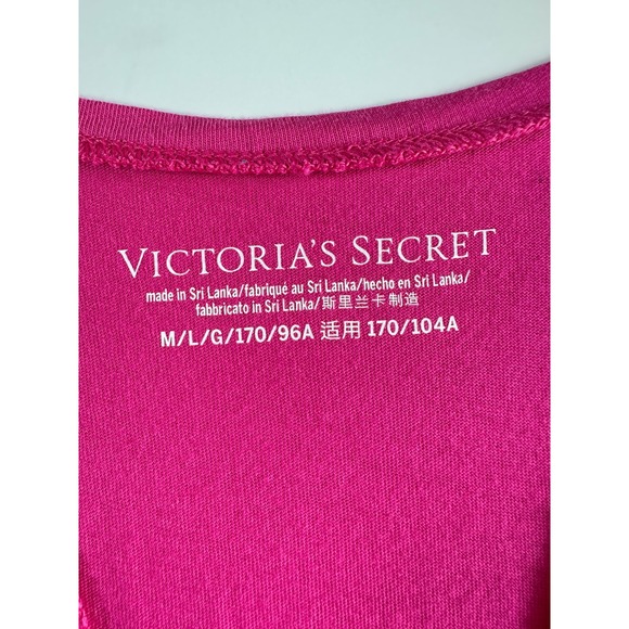 Victorias Secret Hot Pink Cotton Maxi Dress Side Slit Sleep Lounge/Coverup Large - Picture 4 of 13